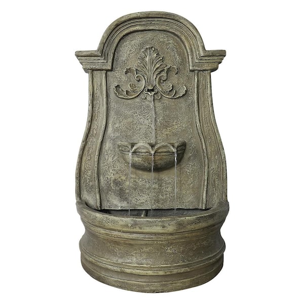 Watnature 30.7 in. Concrete Spitter Wall-Mounted Outdoor Fountain for Gardens, Free-Standing Waterfall Fountain for Home Decor