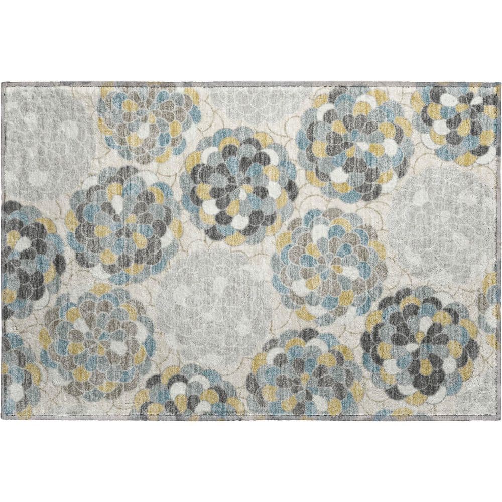 Mayfield Premium Machine Washable Abstract AMF2466 Ivory 3 ft. x 4 ft. Area Rug price history on PriceWatchPro
