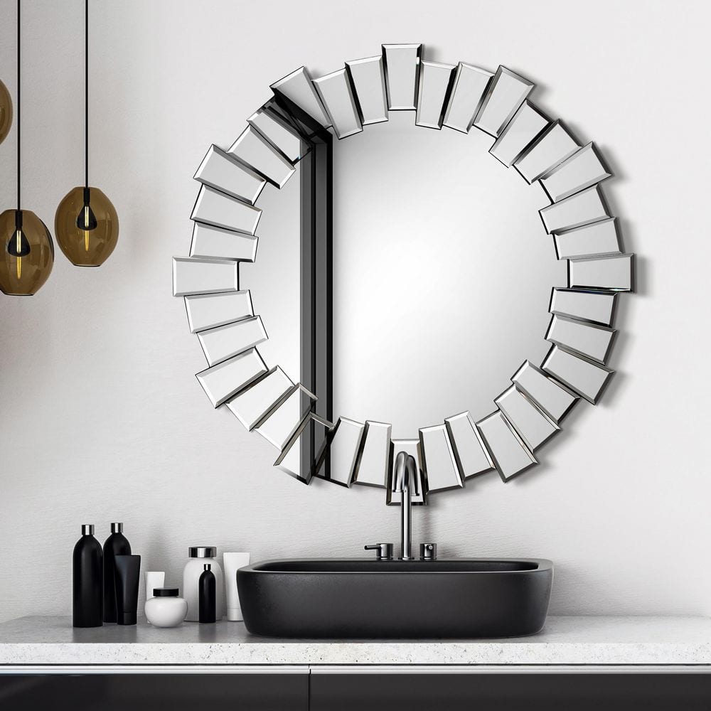 Medium Round Clear Beveled Glass Modern Mirror (34 in. H x 1.38 in. W) price history on PriceWatchPro