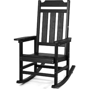 Porch Rocker Plastic HIPS Outdoor Rocking Chair with Smooth Armrests Supports Up to 400 lbs.