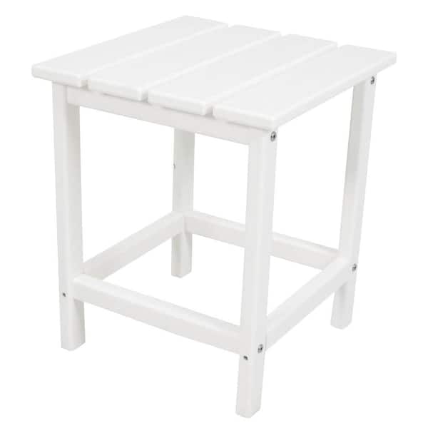 POLYWOOD Long Island 18 in. White Patio Side Table
