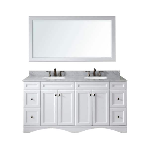 Virtu USA Talisa 72 in. W Bath Vanity in White with Marble Vanity Top in White with Round Basin and Mirror