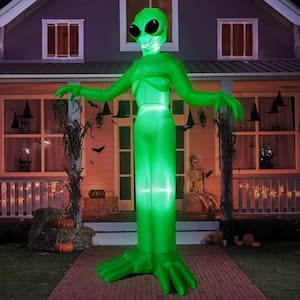 9 ft. Green Halloween Inflatable Giant Alien Made of Polyester