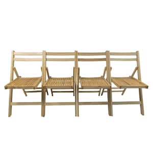 Natural Slatted Aspen Wood Folding Lawn Chair for Special Event, Set of 4