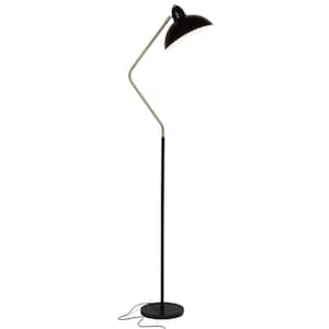 Swoop 69 in. Black Standing LED Floor Lamp with Adjustable Head