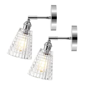 1-Light Glass Wall Sconce, Nickel Wall Lamp Lighting Fixtures (2-Pack)