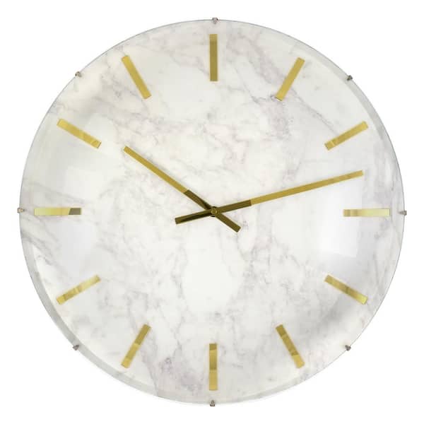 WESTCLOX 3331220 Analog QA Large White Marble Dial Wall Clock with Elegant Design and Large