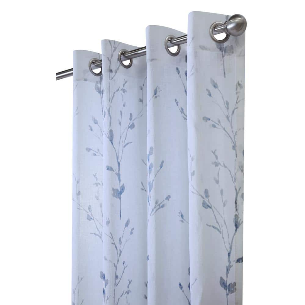 White Faux Linen Light-Filtering Grommet Curtain Panel, 52 x 95in