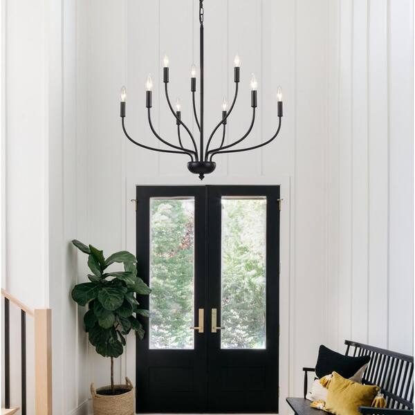 ZJVAIVE 9-Light Black Classic 2-Tier Candlestick Linear