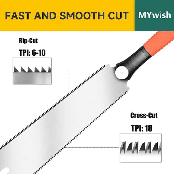 13 in. Japanese Pull Saw, Double Edge Sided Hand Saw