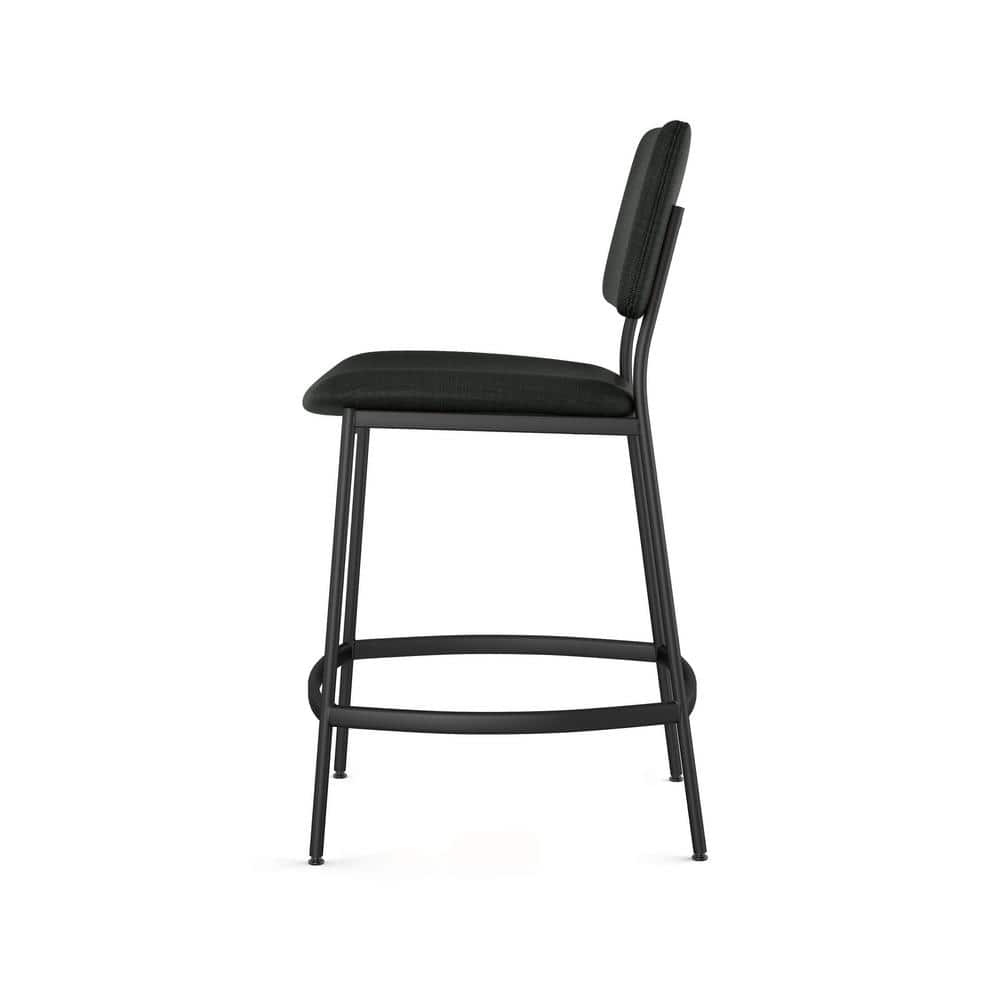 Sullivan Chic 26'' Black Metal Counter Stool with Polyester Seat