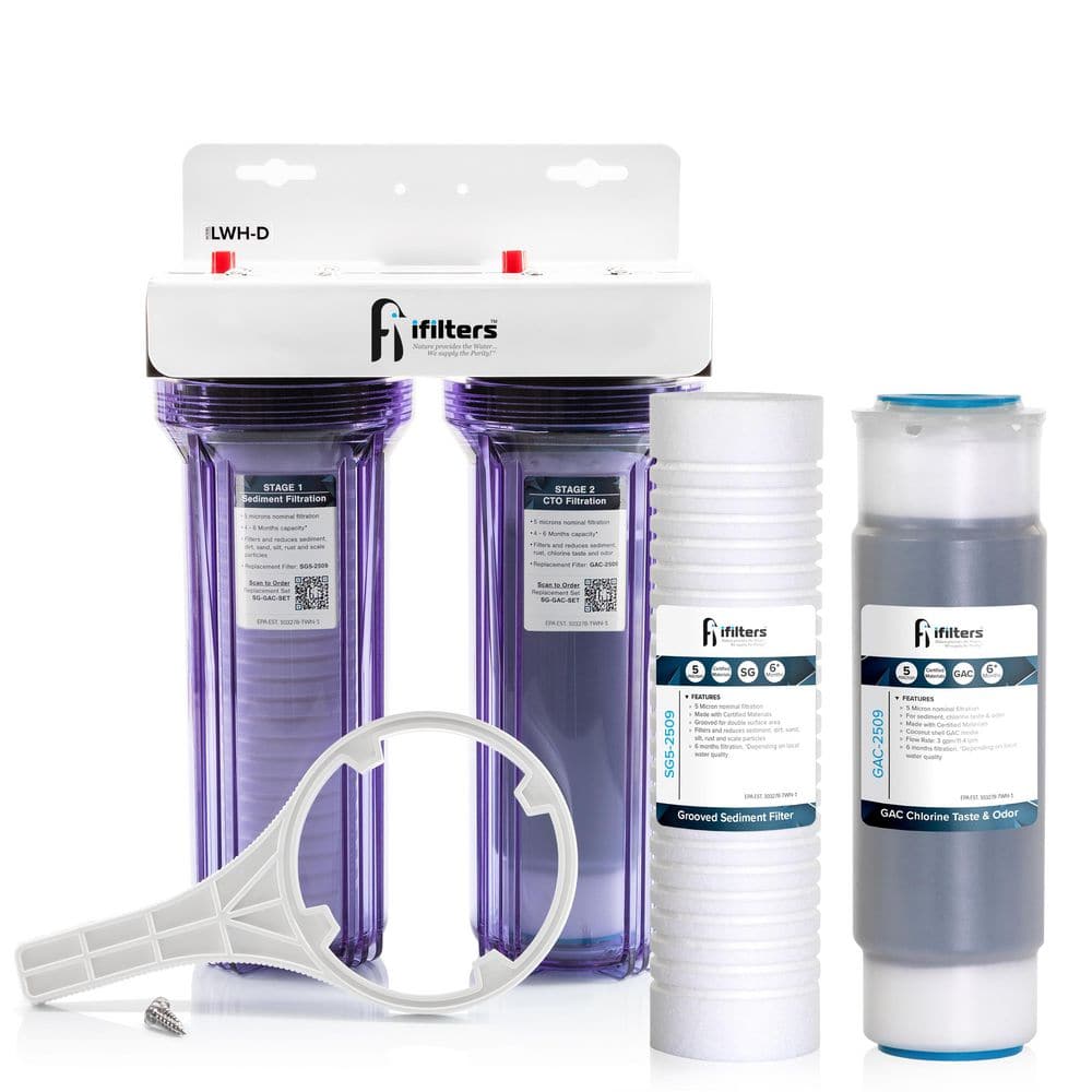 Whole House 2 Stage Water Filtration System with Extra Filter Set Sediment Rust Chlorine Taste Odor price history on PriceWatchPro