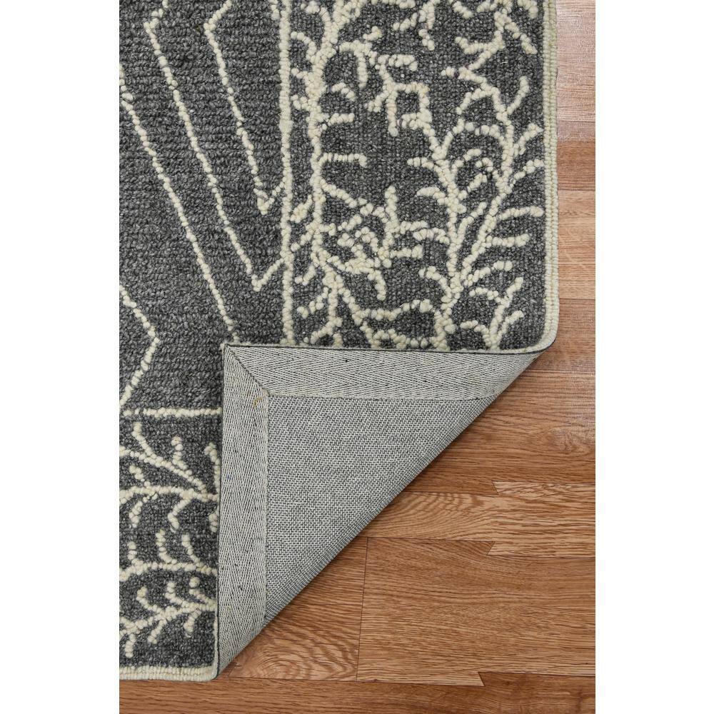 Gray Handmade Wool Area Rug with Floral and Geometric Motifs