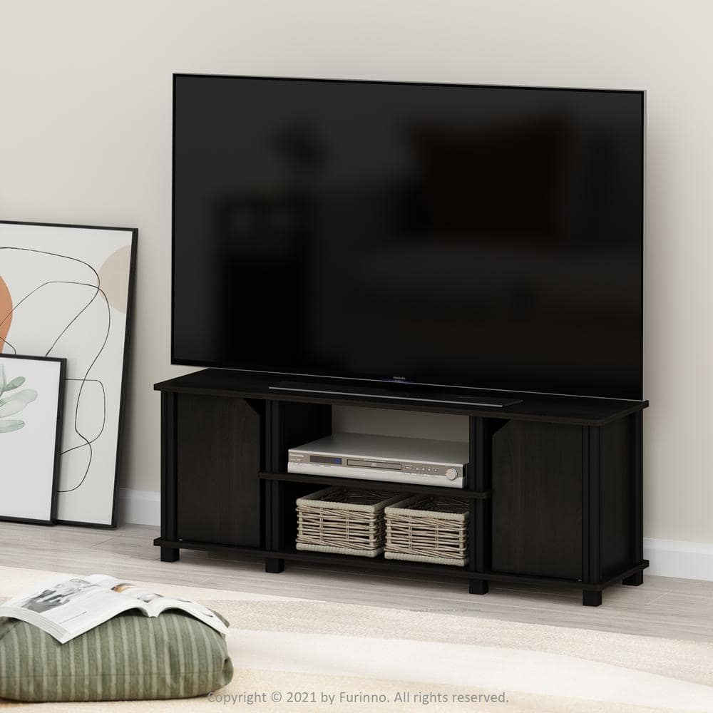 Espresso Black Composite Wood TV Stand with Shelves