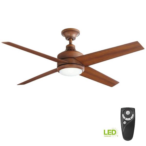 Home Decorators Collection Mercer 52 In Led Indoor Distressed Koa Ceiling Fan With Light Kit And Remote Control