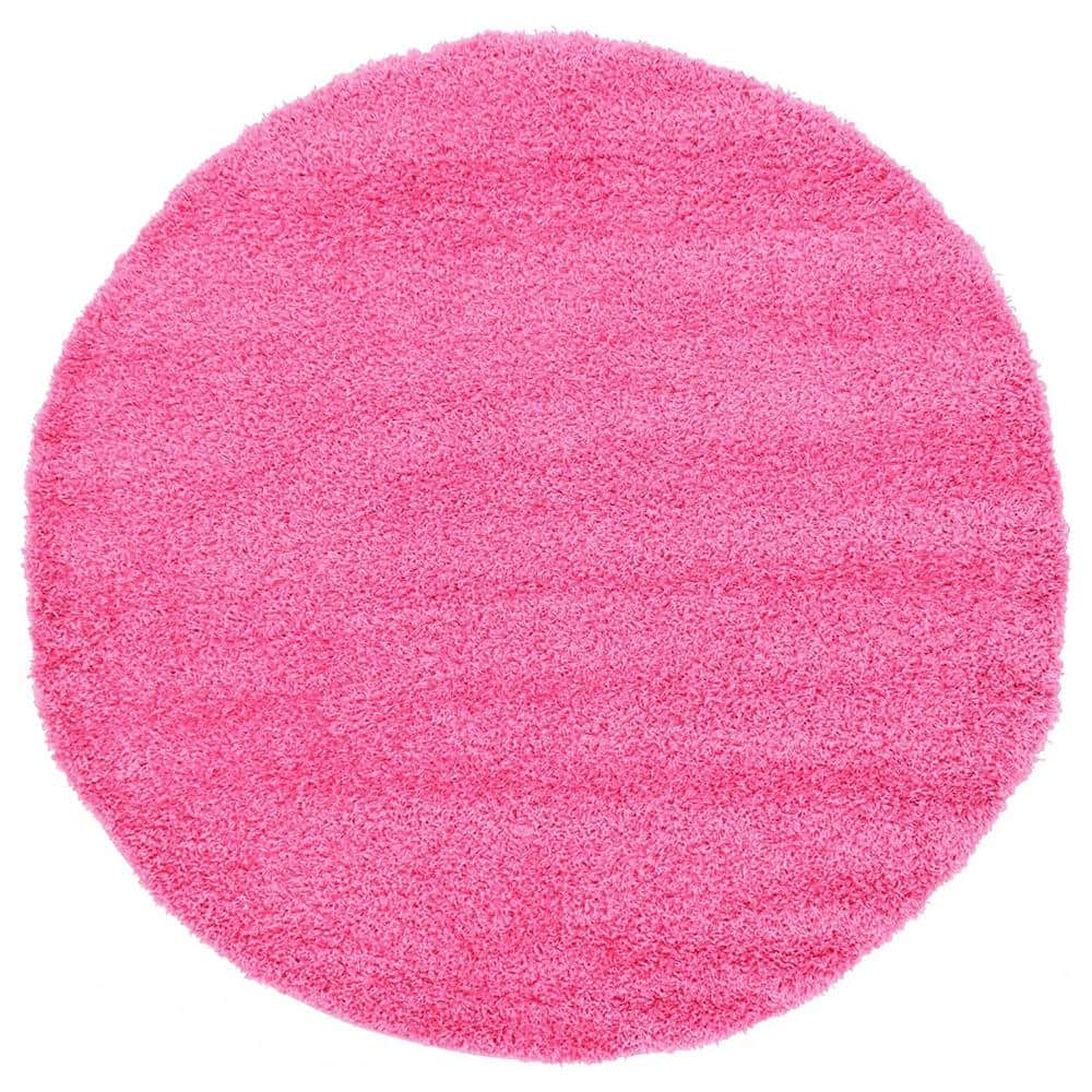 Pink ​Polypropylene 6 ft. x 6 ft. Solid Color Indoor Round Area Rug