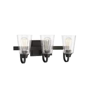 Grace 21 in. 3 Light Espresso Finish Vanity Light with Seeded Glass
