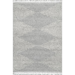 Bria Moroccan Diamond Shag Gray Doormat 2 ft. x 3 ft.  Area Rug