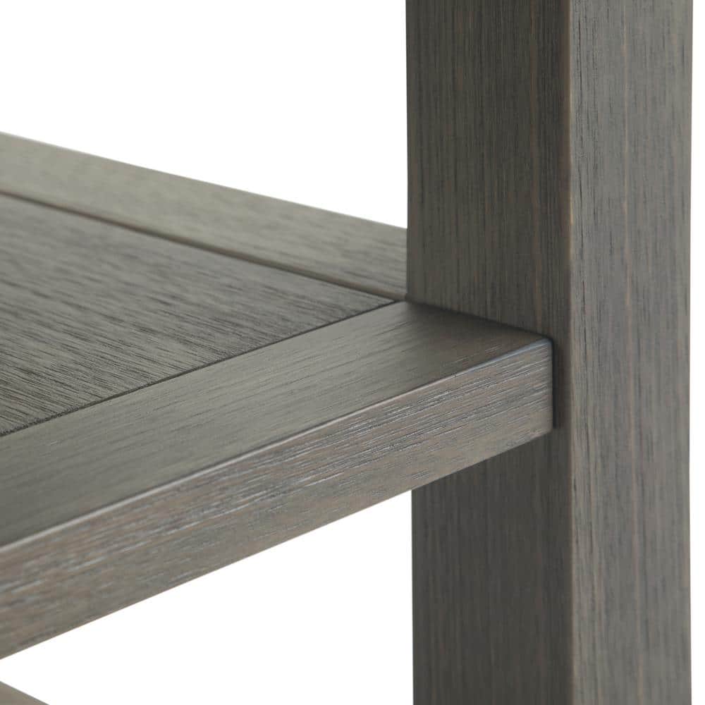 Farmhouse Gray Solid Wood Narrow Side Table with Shelves