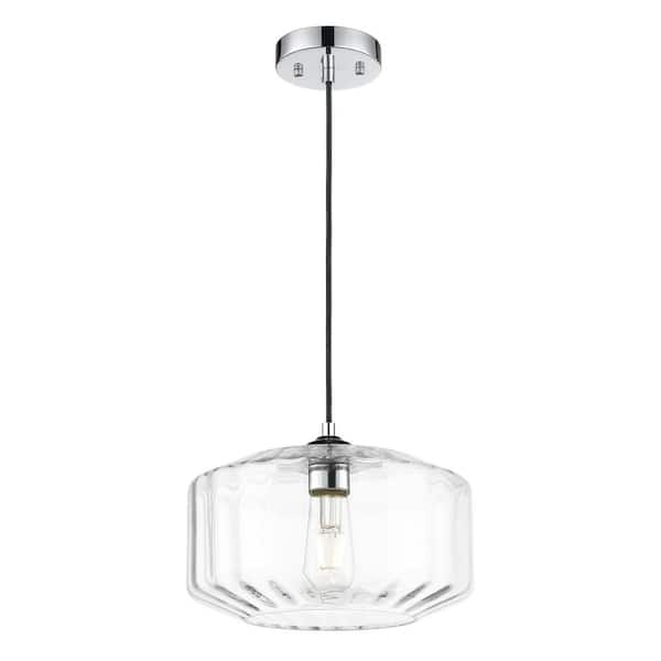 Knox 1-Light Chrome/Clear Shaded Pendant Light with Glass Shade