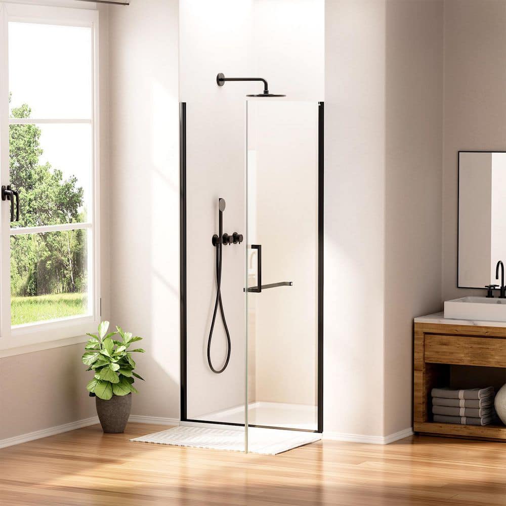 ワンダーHOUSE Yingze 36 in. W x 72 in. H Pivot Frameless Shower Door in Matte