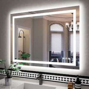 40 in. W x 30 in. H Rectangular Frameless Front Back Lighted Anti-Fog Wall Bathroom Vanity Mirror, Tempered Glass, ETL