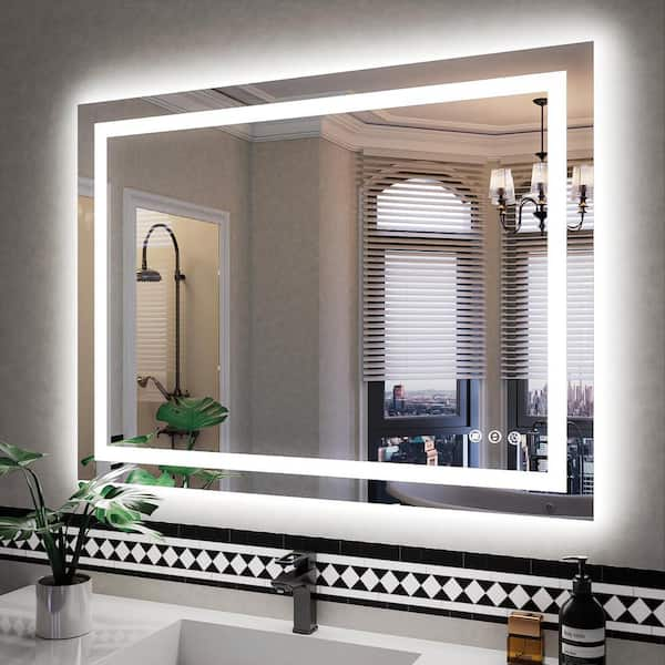 KIOTEE 40 in. W x 30 in. H Rectangular Frameless Front Back Lighted ...