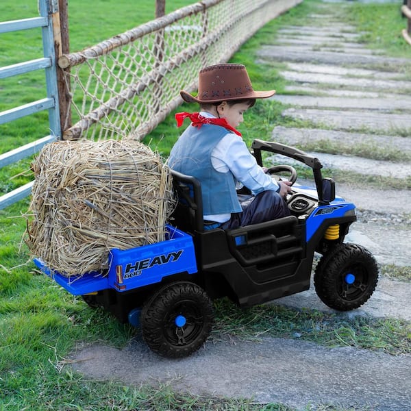 12V Kids Ride On Dump Truck with Remote Control, Electric Construction Vehicle with Working Dump Bed Trailer