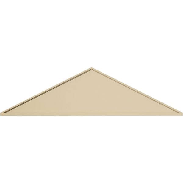 Ekena Millwork 62 in. W x 16-1/2 in. H x 2 in. P (Pitch 6/12) Peaked Cap Smooth Signature Urethane Pediment, Primed Tan