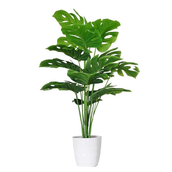 Afoxsos 25.60 in.H Green Artificial Monstera Deliciosa Plant Set