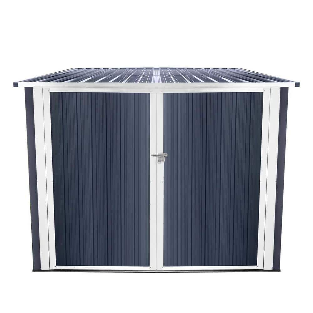 6 ft. W x 6 ft. D Grey Galvanized Steel Outdoor Storage Shed Garden Bicycle