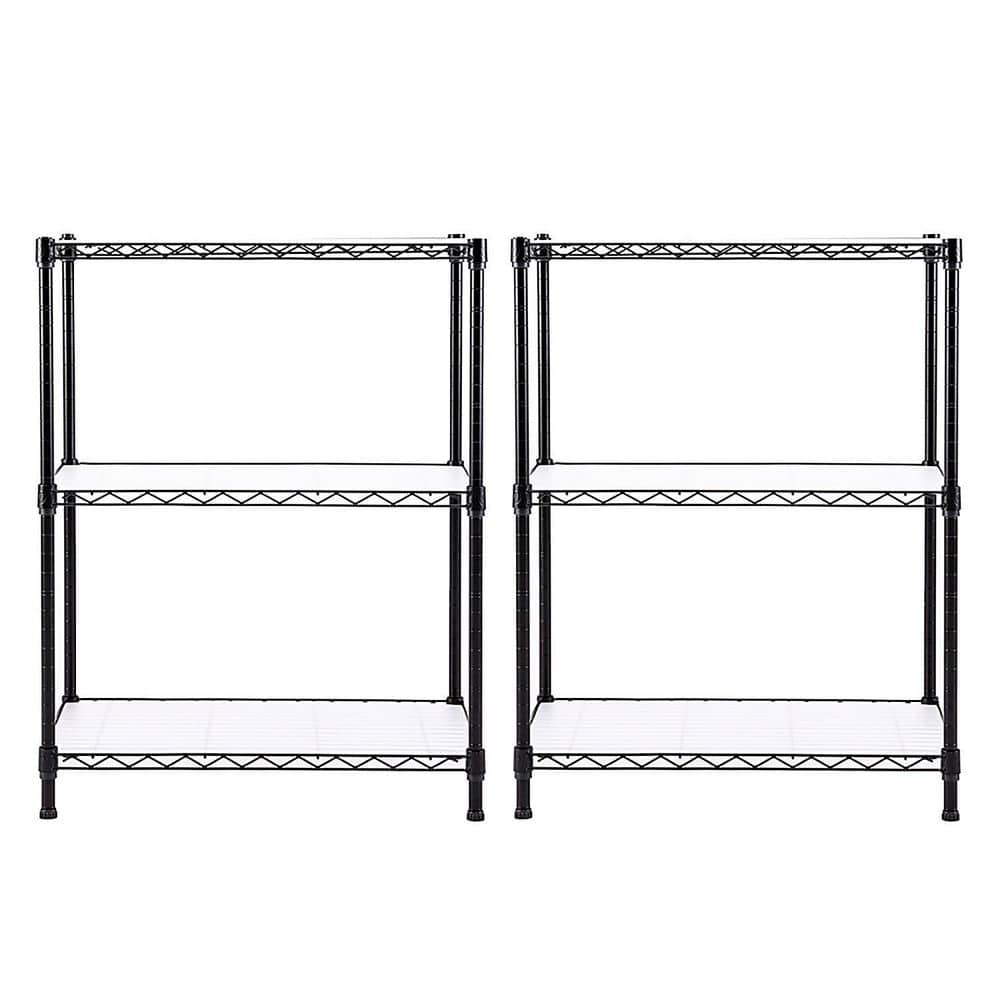 Black 3-Tier Carbon Steel Wire Garage Storage Shelving Unit, NSF Certified (2-Pack) (23.6 in. W x 30 in. H x 14 in. D) price history on PriceWatchPro