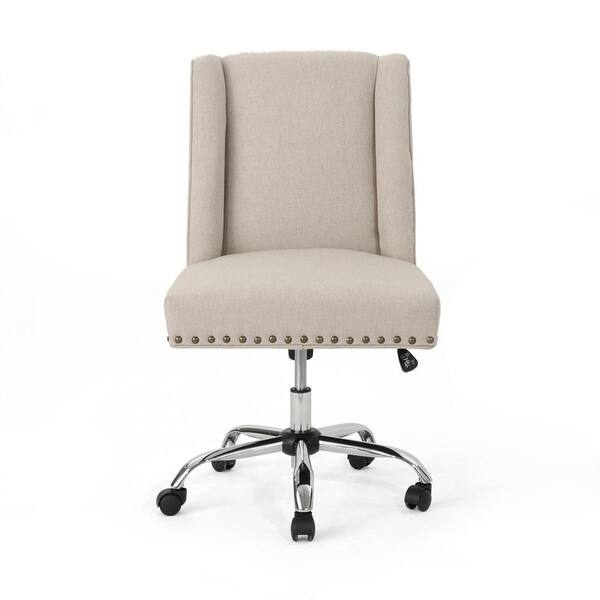 Noble House Chiara Wheat Fabric Home Office Desk Chair with Stud Accents