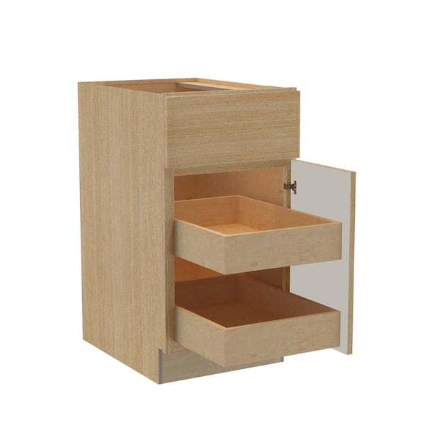 Home Decorators Collection Hargrove 18 in. W x 24 in. D x 34.5 in. H Assembled Plywood Base Kitchen Cabinet in Vanguard Oak with 2ROT Soft Close RH