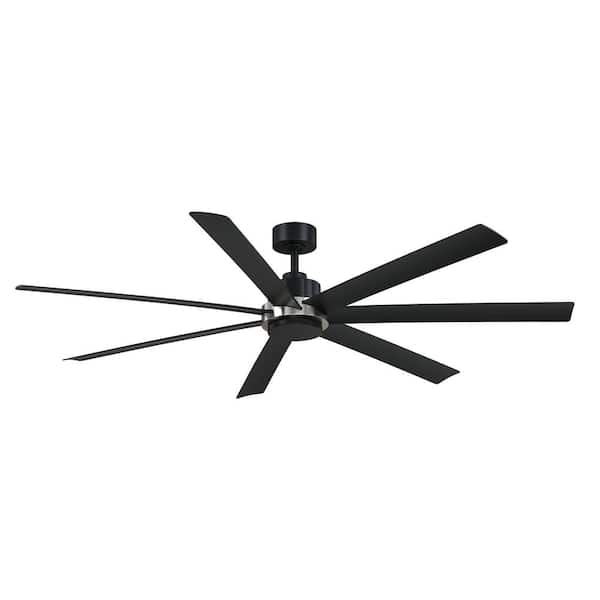 Pendry 72 in. Indoor/Outdoor Black with Brushed Nickel Accent Ceiling Fan
