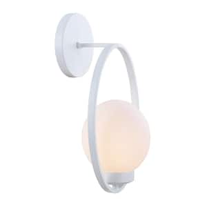 8 in. 1-Light Matte White Vanity Light with Opal Glass Shade