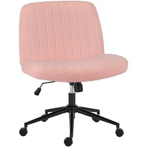 Beatriz Boucle Fabric Lambskin Sherpa Adjustable Height Ergonomic Task Chair in Pink with with Wheels