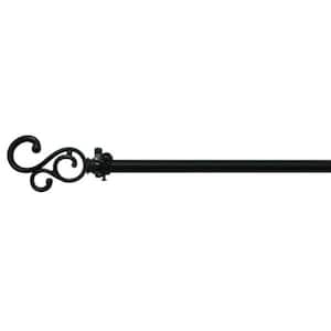 Buono II Medley 66 in. - 120 in. Adjustable 3/4 in. Single Curtain Rod in Black Medley Finials