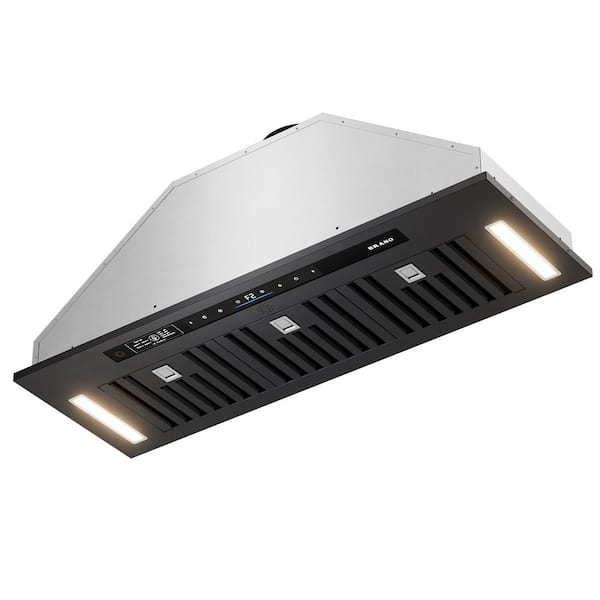 36 in. 900 CFM Insert Convertible Range Hood in Black Stainless Steel with Voice, Gesture and Touch Control LED Lights