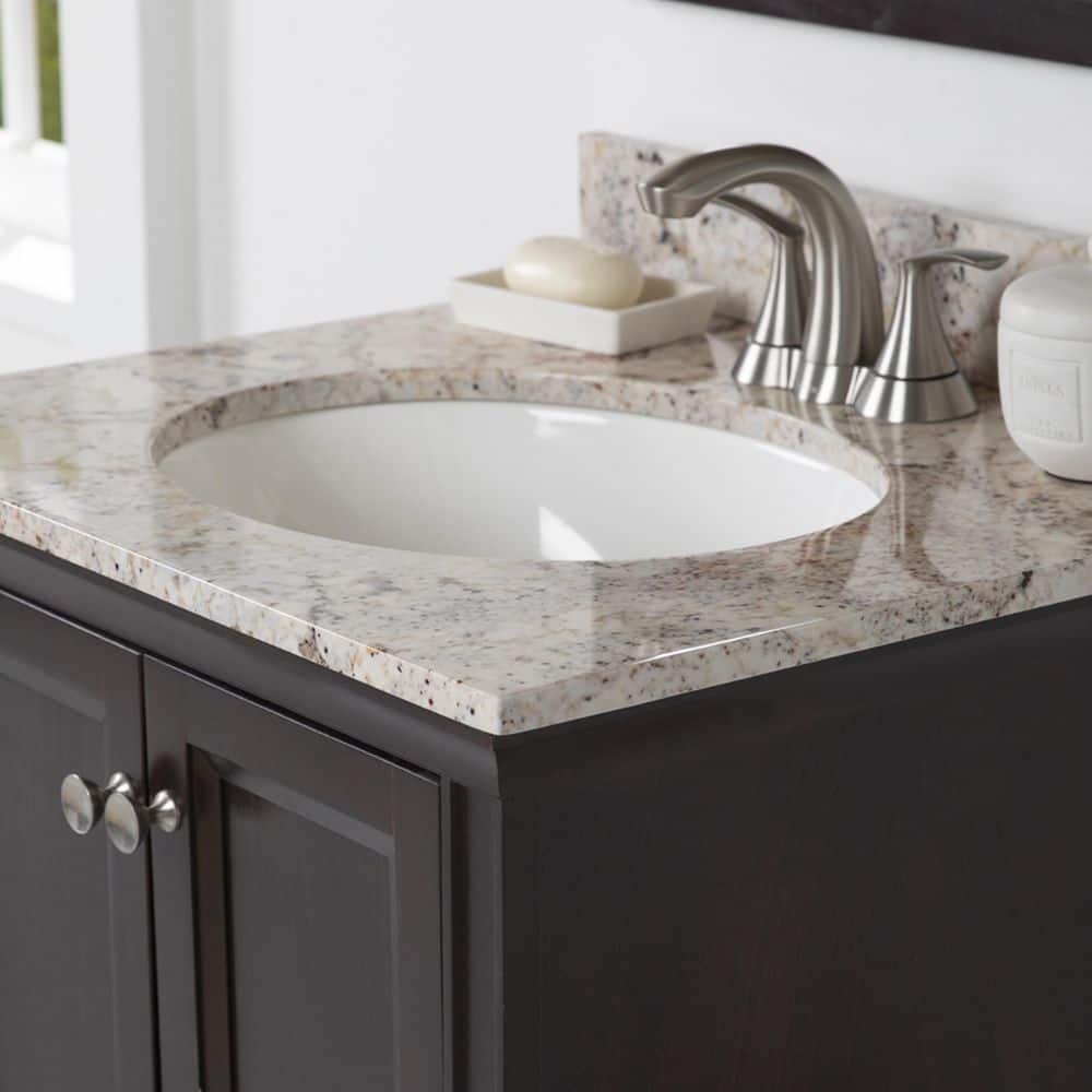 Home Decorators Collection 25 in. W x 22 in. D Stone Effects Cultured Marble Vanity Top in Rustic Gold with Undermount White Sink