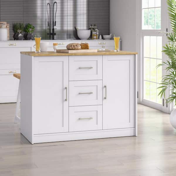Twin Star Home Brilliant White Wood 45.5 in. Traditional Kitchen