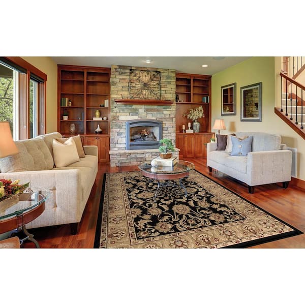 Ankara Oushak Black Rectangle Indoor 9 ft. 3 in. x 12 ft. 6 in. Area Rug
