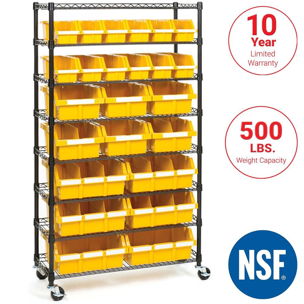 Seville Classics 8 Tier Black Yellow, Storage Tote Shelving System