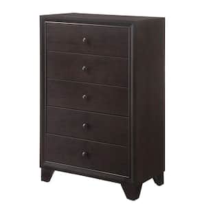 Brown 5-Drawer 30.51 in. Chest of Drawers