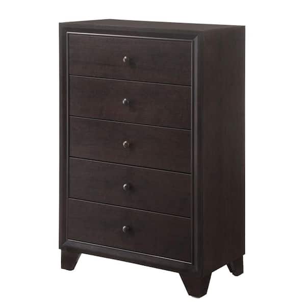 Benjara Brown 5-Drawer 30.51 in. Chest of Drawers