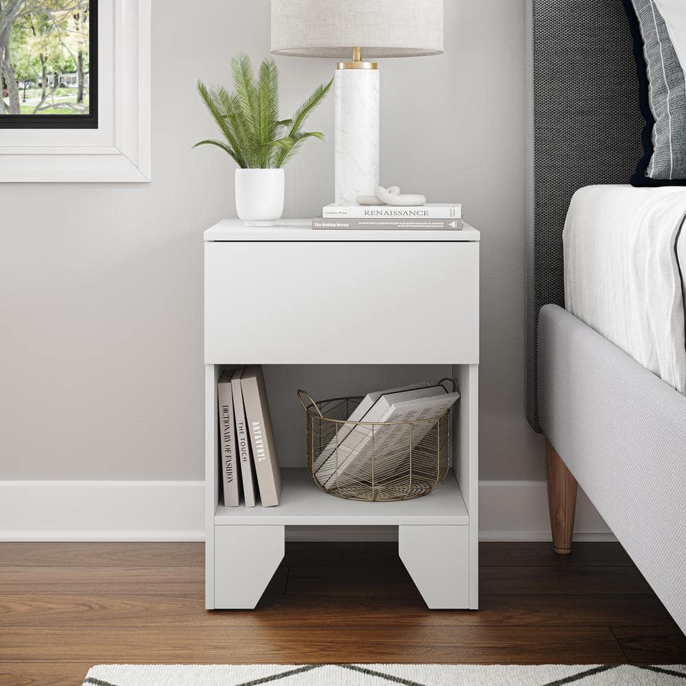 Anzio White MDF Modern One Drawer Nightstand