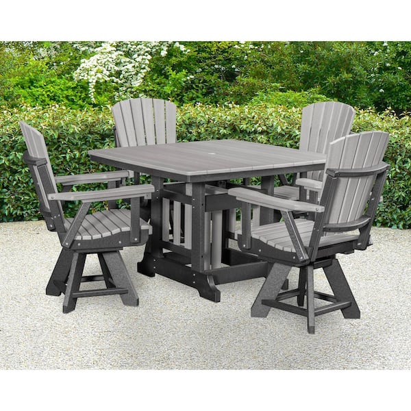 Adirondack Series Black 5 Piece High Density Poly Ethylene Plastic Square Dining Height Outdoor Dining Set
