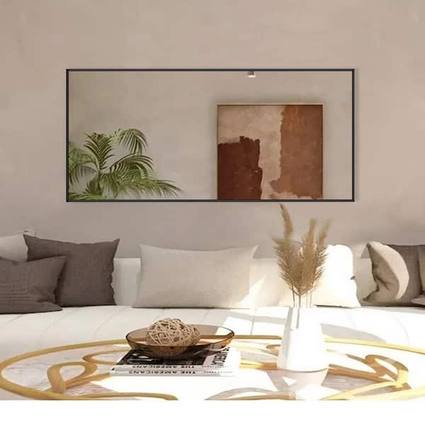 22 in. W. x 65.2 in. H Modern Rectangle Aluminum Alloy Full Length Mirror Black Wall Mirror/Floor Mirror