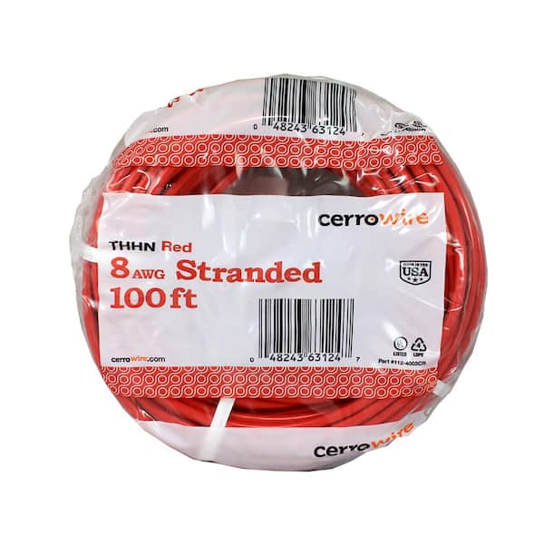 Cerrowire 500 ft. 8 Gauge Red Stranded Copper THHN Wire 112-4003J - The  Home Depot