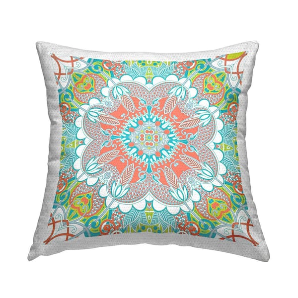 Stupell Industries Detailed Floral Medallion Pattern Multi-Color Square Outdoor Throw Pillow